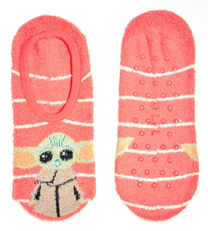 STAR WARS BABY YODA Ladies Gripper Bottom Slip On Liner Socks - Novelty Socks for Less