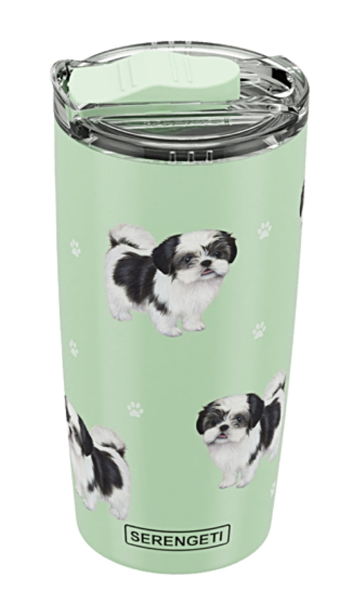 BLACK & WHITE SHIH TZU DOG Serengeti Stainless Steel Ultimate 20 Oz. Hot & Dog Tumbler