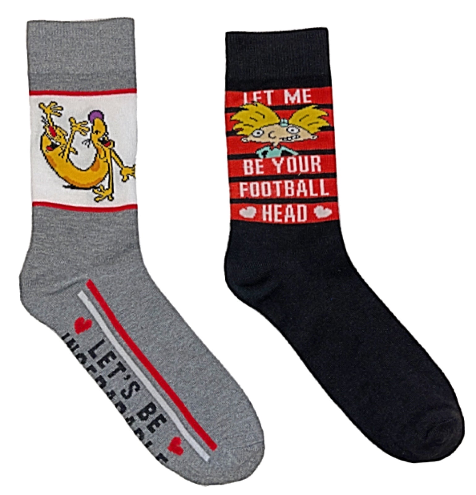 NICKELODEON 90's Men's 2 Pair Of VALENTINES DAY Socks 'LET'S BE  INSEPARABLE