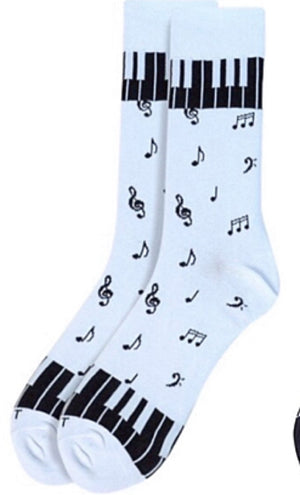 Parquet Brand Men’s PIANO KEY Socks (CHOOSE COLOR WHITE OR BLACK) - Novelty Socks for Less