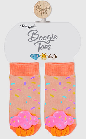 BOOGIE TOES Unisex Baby CUPCAKE Rattle Gripper Bottom Socks By PIERO LIVENTI - Novelty Socks for Less