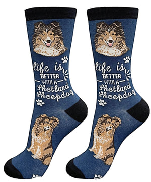 LIFE IS BETTER WITH A SHETLAND SHEEPDOG (SHELTIE) Unisex Socks By E&S Pets - Novelty Socks for Less