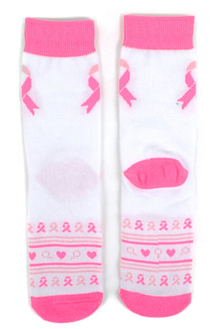 PARQUET Brand Ladies BREAST CANCER Socks PINK RIBBON & HEARTS - Novelty Socks for Less