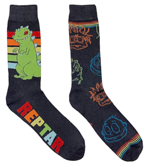 RUGRATS Men’s RAINBOW PRIDE 2 Pair Of Socks REPTAR - Novelty Socks for Less