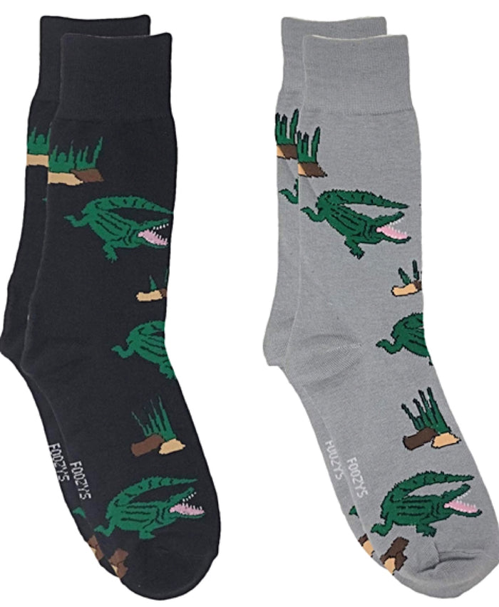 FOOZYS Brand Men’s 2 Pair ALLIGATOR/CROCODILE Socks