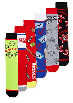 NETFLIX STRANGER THINGS Men’s 6 Pair Of Socks ‘FRIENDS DON’T LIE’ - Novelty Socks for Less