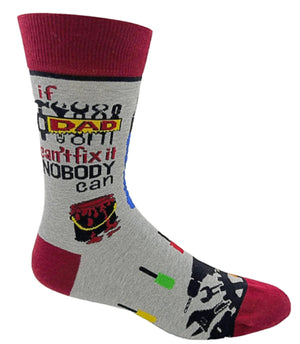 FABDAZ Brand Men’s ‘IF DAD CAN’T FIX IT NOBODY CAN’ Socks - Novelty Socks for Less