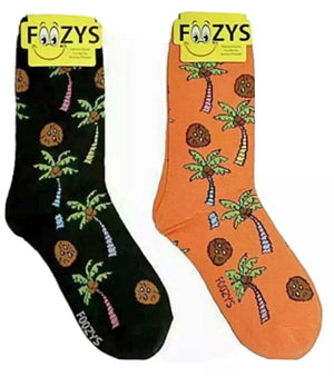 FOOZYS Ladies 2 Pair PALM TREES/COCONUTS Socks - Novelty Socks for Less
