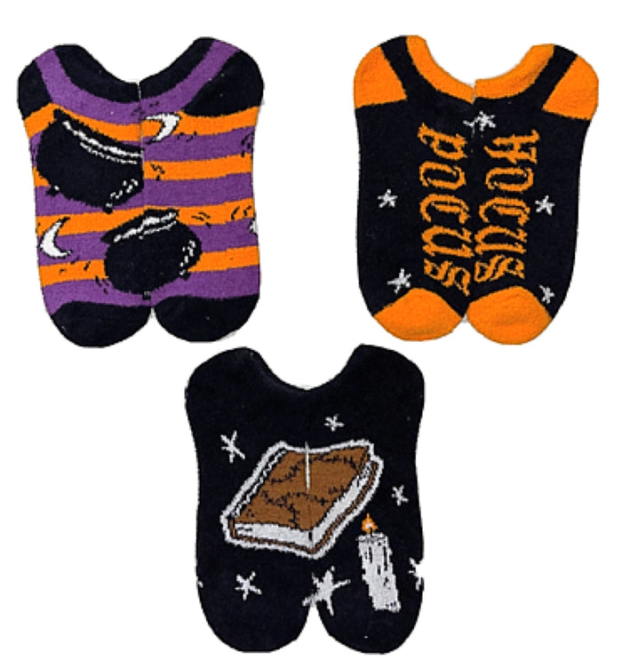 HOCUS POCUS Ladies HALLOWEEN 3 Pair Of Cushion Ankle Socks