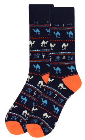Parquet Brand Men’s EGYPTIAN Socks WITH CAMELS, HUMP DAY!  (CHOOSE COLOR IVORY OR BLUE) - Novelty Socks for Less