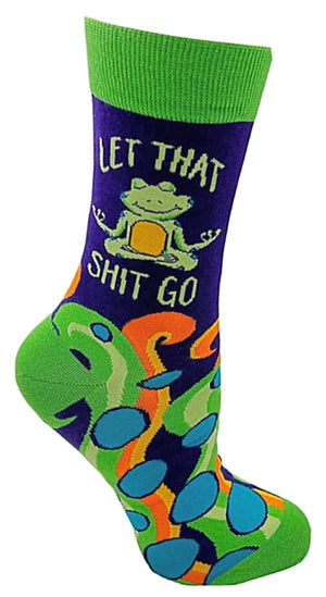 FABDAZ Brand Ladies FROG Socks ‘LET THAT SHIT GO’ - Novelty Socks for Less
