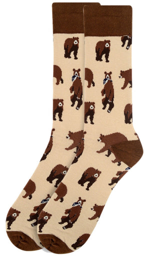 Parquet Brand Men’s Socks With BROWN BEARS - Novelty Socks for Less