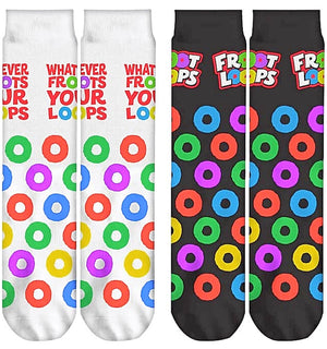 KELLOGGS FROOT LOOPS Unisex Socks ‘WHATEVER FROOTS YOUR LOOPS’ - Novelty Socks for Less