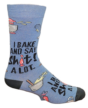 OOOH YEAH Brand Men’s ‘LET’S BAKE SHIT’ Socks ‘I BAKE & SAY SHIT A LOT’ - Novelty Socks for Less
