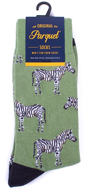 PARQUET Brand Men’s WILD ANIMALS Socks CHOOSE TIGERS, ELEPHANTS, ZEBRAS - Novelty Socks for Less