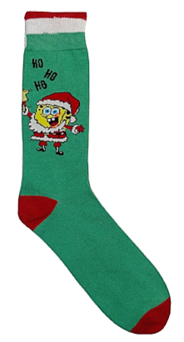 SPONGEBOB SQUAREPANTS Men's CHRISTMAS Socks SANTA BOB 'HO HO HO'