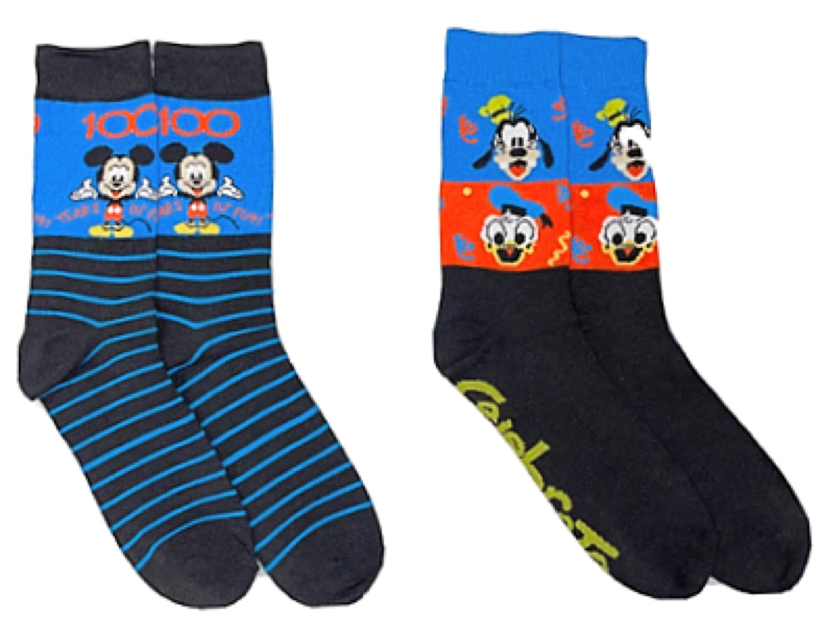 DISNEY 100 Men’s 2 Pair Of Socks MICKEY, GOOFY, DONALD DUCK ‘CELEBRATE ...