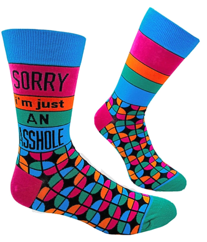 FABDAZ Brand Men’s ‘SORRY I’M JUST AN ASSHOLE’ Socks