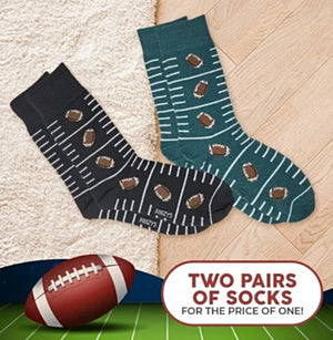 FOOZYS BRAND Men’s 2 Pair OF FOOTBALL SOCKS - Novelty Socks for Less