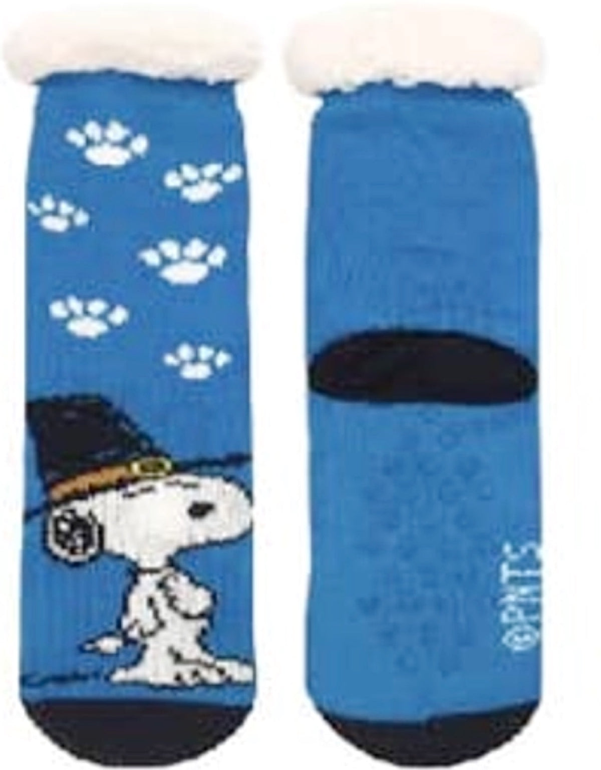PEANUTS LADIES PILGRIM SNOOPY SHERPA LINED GRIPPER BOTTOM THANKSGIVING SLIPPER SOCKS - Novelty Socks for Less