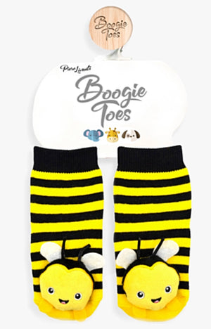 BOOGIE TOES Baby Unisex BUMBLE BEE Rattle GRIPPER BOTTOM Socks - Novelty Socks for Less