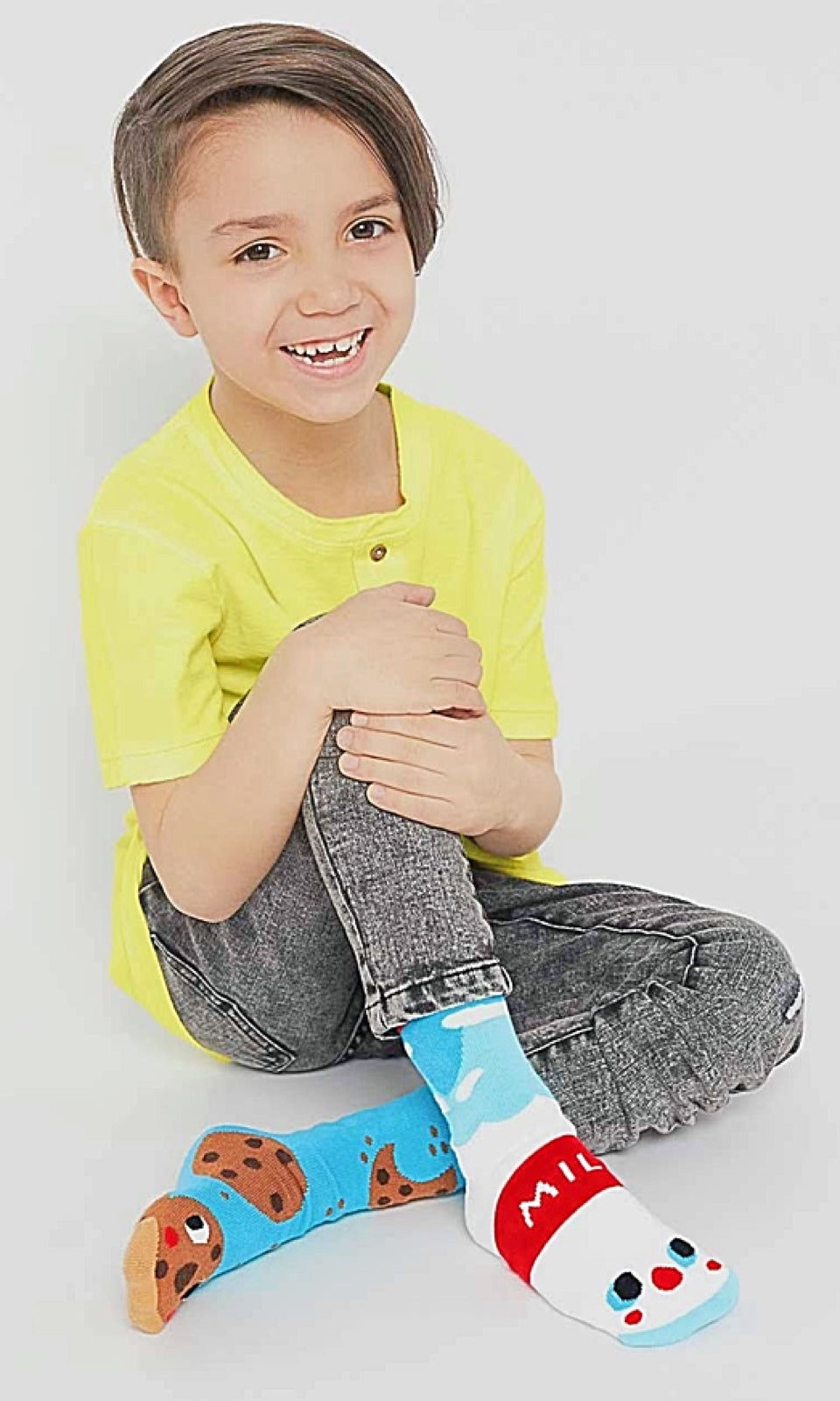 PALS SOCKS Brand UNISEX KIDS MILK & COOKIES Mismatched GRIPPER Socks  (CHOOSE SIZE)