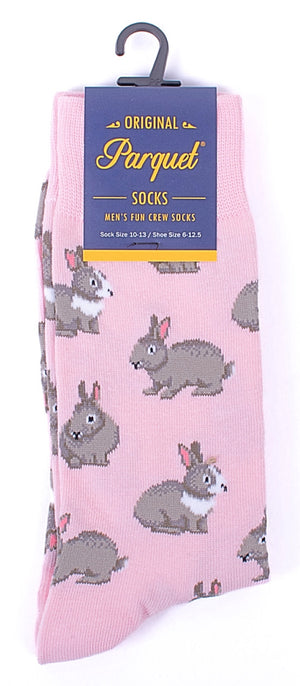 PARQUET Brand Men’s BUNNY RABBITS Socks (CHOOSE COLOR) - Novelty Socks for Less