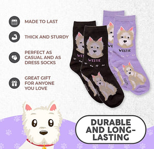 FOOZYS Brand Ladies WESTIE DOG 2 Pair Socks - Novelty Socks for Less