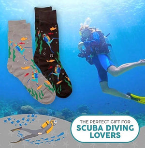 FOOZYS BRAND MEN’S 2 PAIR SCUBA DIVING/DIVER SOCKS - Novelty Socks for Less
