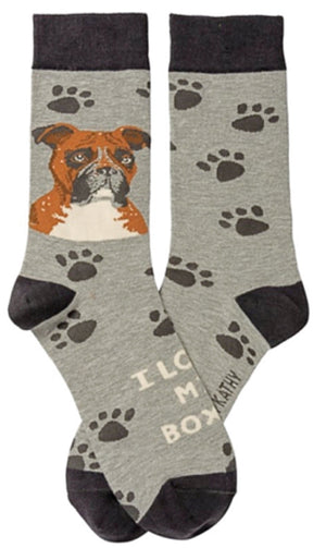 PRIMITIVES BY KATHY Unisex ‘I LOVE MY BOXER’ DOG - Novelty Socks for Less