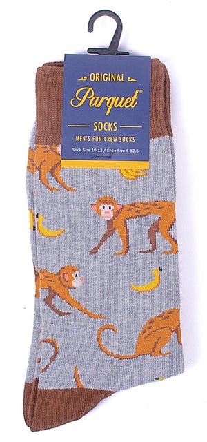 PARQUET Brand Men’s MONKEYS & BANANAS Socks - Novelty Socks for Less
