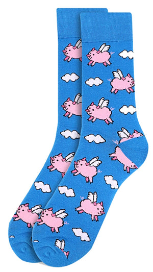 PARQUET BRAND MEN’S FLYING PIGS SOCKS (CHOOSE COLOR) - Novelty Socks for Less