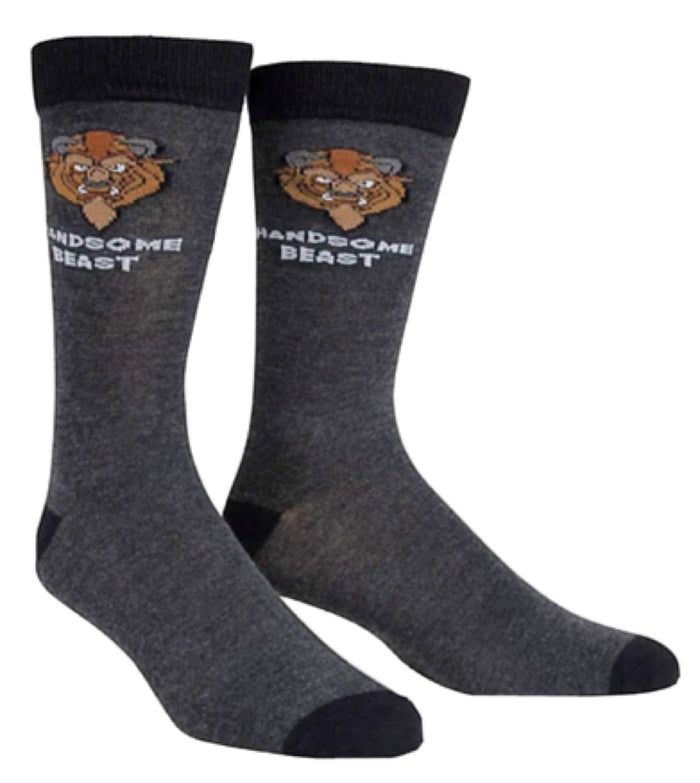 DISNEY’S BEAUTY & THE BEAST MEN’S SOCKS With THE BEAST Says ‘HANDSOME BEAST’