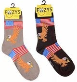 FOOZYS Ladies 2 Pair FLAG/BALD EAGLE Socks - Novelty Socks for Less