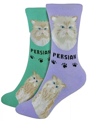 FOOZYS Ladies 2 Pair PERSIAN CAT Socks - Novelty Socks for Less