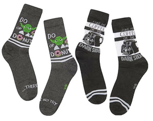 STAR WARS Men’s 2 Pair Of Socks DARTH VADER & YODA 'I LIKE MY COFFEE ON THE DARK SIDE' - Novelty Socks for Less