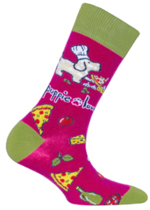 PUPPIE LOVE BY SOCKS N SOCKS Brand Adult Socks PIZZA PUP - Novelty Socks for Less