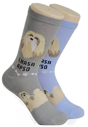 FOOZYS Ladies 2 Pair LHASA APSO Dog Socks - Novelty Socks for Less