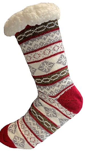 WINTER Ladies Sherpa Lined Gripper Bottom Slipper Socks (CHOOSE COLOR) - Novelty Socks for Less