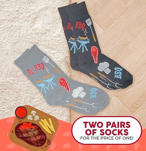 FOOZYS Brand Men’s 2 Pair Of BARBECUE Socks BBQ - Novelty Socks for Less