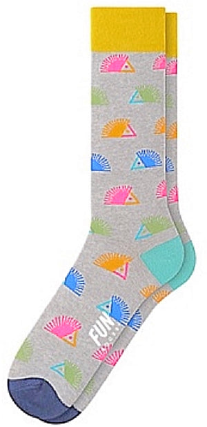 FUN SOCKS Brand Men’s COLORFUL HEDGEHOG Socks - Novelty Socks for Less
