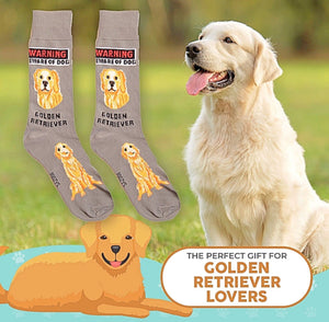 FOOZYS Brand Men’s GOLDEN RETRIEVER WARNING BEWARE OF DOG Socks - Novelty Socks for Less