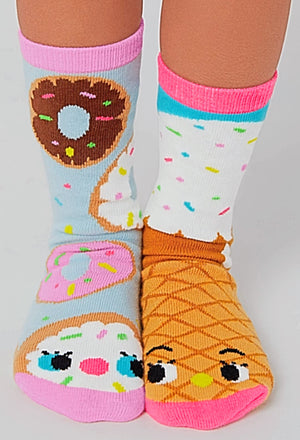 PALS SOCKS Brand Unisex DONUT & ICE CREAM MISMATCHED GRIPPER SOCKS (CHOOSE SIZE) - Novelty Socks for Less