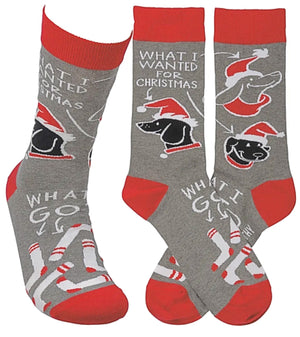 PRIMITIVES BY KATHY UNISEX With DOG ‘WHAT I WANTED FOR CHRISTMAS’ - Novelty Socks for Less