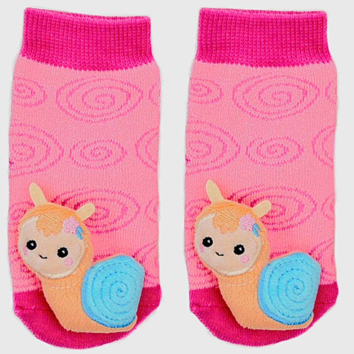 BOOGIE TOES Unisex Baby SNAIL Rattle Gripper Bottom Socks By PIERO LIVENTI - Novelty Socks for Less