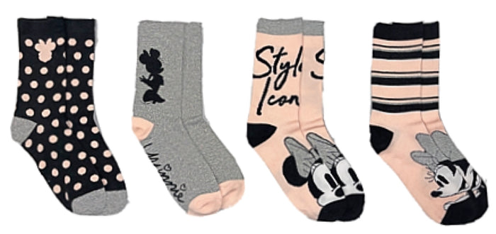 DISNEY Ladies MINNIE MOUSE 4 Pair Of Socks 'STYLE ICON'