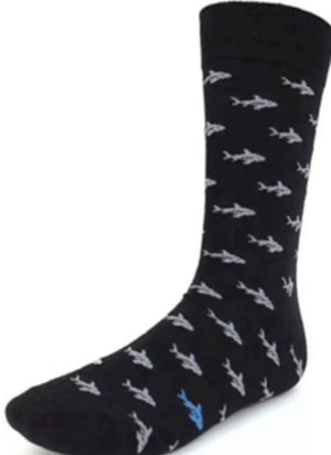 Parquet Brand Men’s SHARKS SOCKS (CHOOSE COLOR BLUE OR BLACK) - Novelty Socks for Less