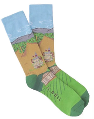 K. BELL Brand Men's WINE VINEYARD Socks MADE IN USA - Novelty Socks for Less