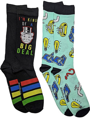 MONOPOLY Board Game Men’s 2 Pair Of RICH UNCLE PENNYBAGS Socks 'I'M KIND OF A BIG DEAL' - Novelty Socks for Less