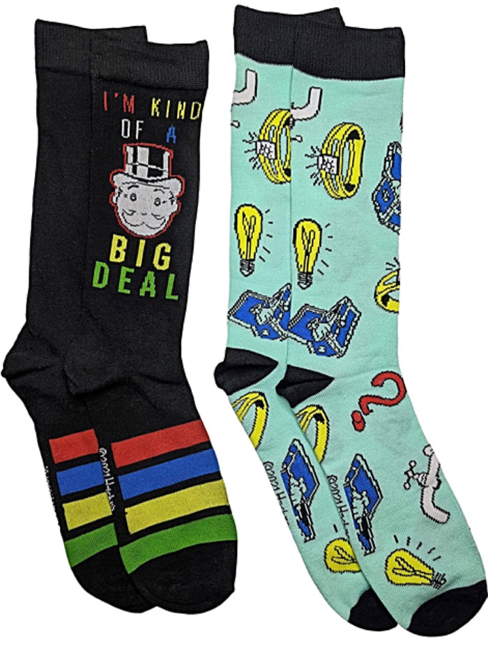 MONOPOLY Board Game Men’s 2 Pair Of RICH UNCLE PENNYBAGS Socks 'I'M KIND OF A BIG DEAL'